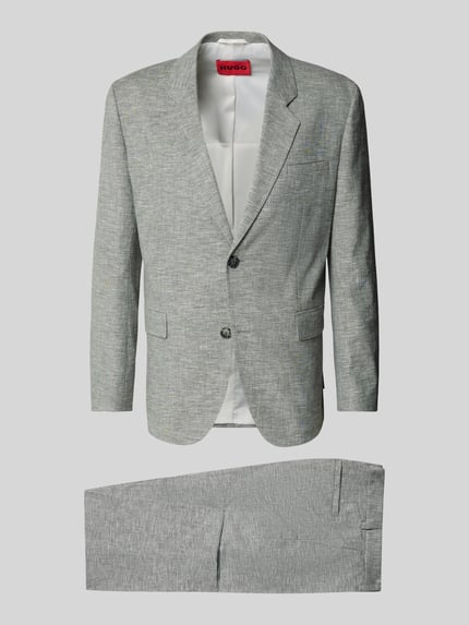 Produktfoto, Regular Fit Anzug mit Leinen-Anteil Modell 'KRIS/TEAGAN' van HUGO in gemêleerde look, materiaalmix met linnen, piqué, klepzakken, borstzak