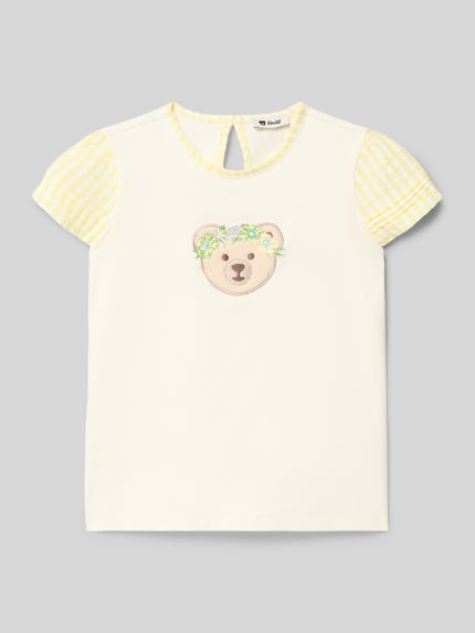 Steiff T-Shirt mit rückseitigem Schlüsselloch-Ausschnitt Offwhite 1