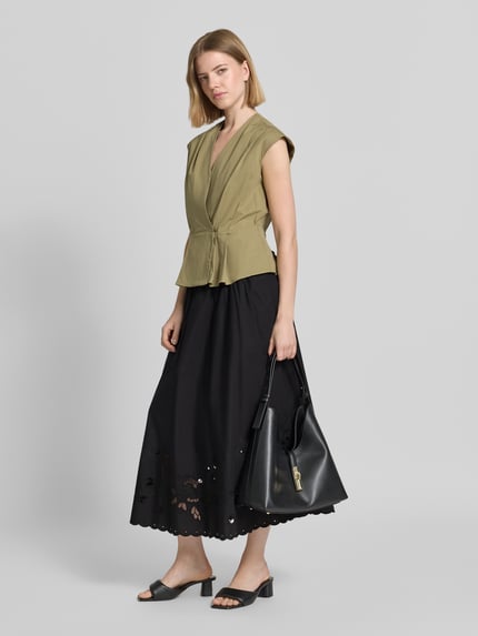 Weekend Max Mara Ausgestellter Maxi-Rock aus reiner Baumwolle Modell 'CARAVAN' Black 1