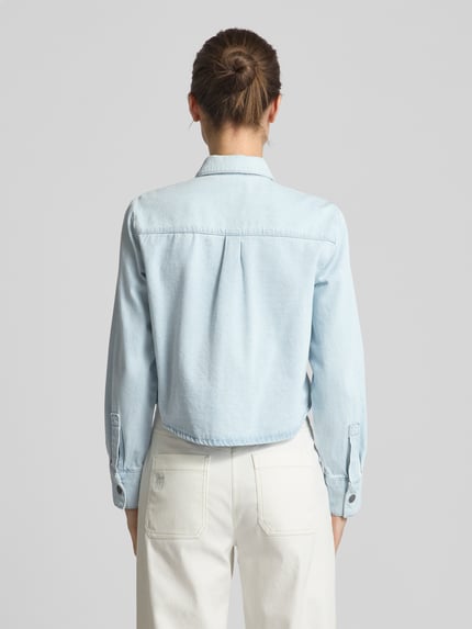 My Essential Wardrobe Regular Fit Jeansbluse mit Brusttasche Modell 'Winnie' Hellblau 5