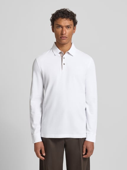 bugatti Regular Fit Poloshirt mit Kontrastkragen und Label-Stitching Weiss 4