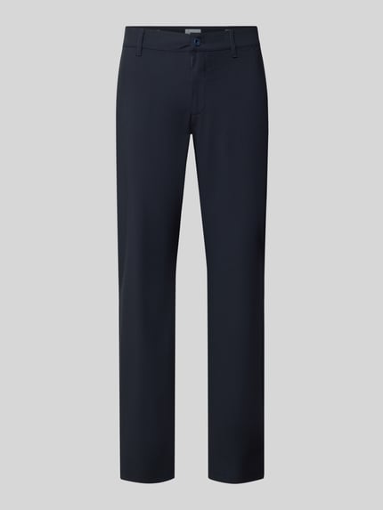 Produktfoto, dunkelblaue Tapered Fit Stoffhose mit Viskose-Anteil Modell 'Phil' von Brax, glatte Oberfläche, Herren Gerade Hose