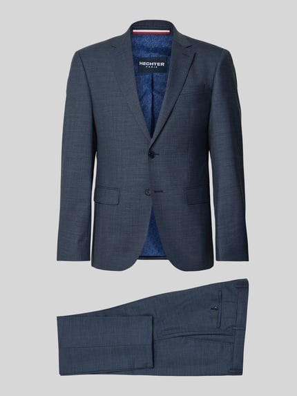 Produktfoto, Slim Fit Anzug aus Schurwoll-Mix von HECHTER PARIS in antraciet, Reverskraag, Klepzakken, persplooien, knoop- en ritssluiting, Bandwijdte maat 50: 45 cm, Ruglengte: 75 cm, Schouderbreedte: 40 cm, Mouwlengte: 64 cm, Binnenbeenlengte: 58 cm