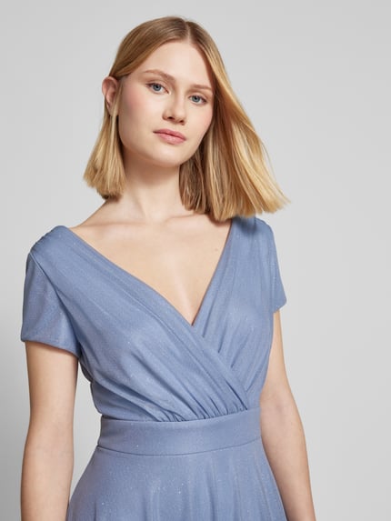 Vera Mont Knielange cocktailjurk in wikkellook Lichtblauw - 3