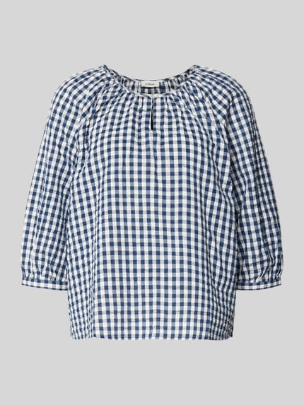 s.Oliver RED LABEL Loose Fit 3/4-Arm-Bluse aus reiner Baumwolle Marine 2