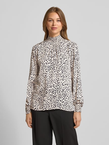 Milano Italy Regular Fit Bluse mit Stehkragen Offwhite 4