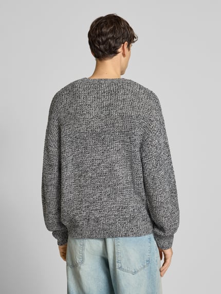 REVIEW Sweter z dzianiny z okrągłym dekoltem Jasnoszary melanż 5