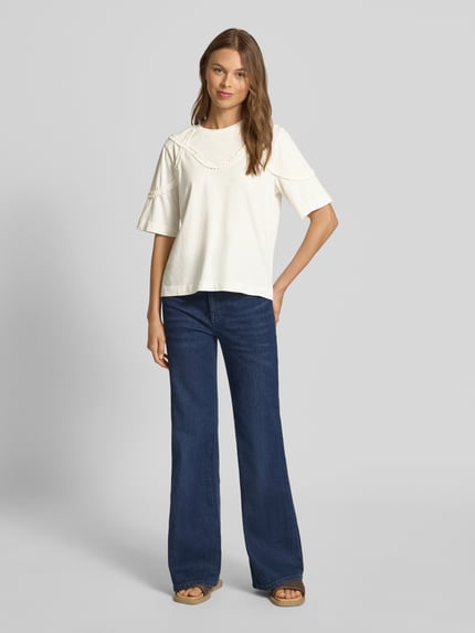 YAS T-shirt o kroju relaxed fit z okrągłym dekoltem model ‘BRAIDA’ Biały 1
