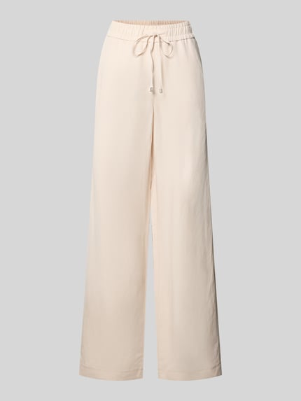 Produktfoto, Leinenhose mit elastischem Bund Modell 'Roma' von STEHMANN aus Reines Leinen, Wide-Leg-Pants, Beige, glatte Textur