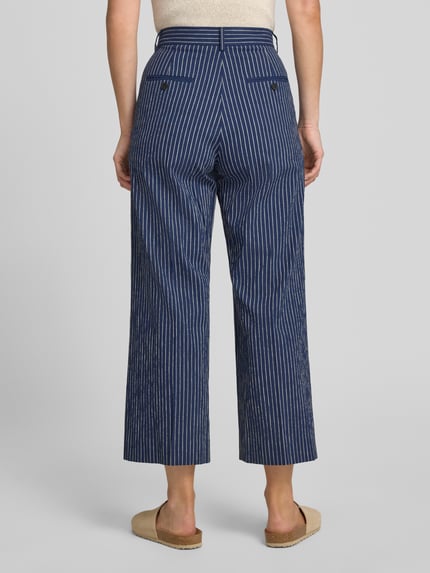 Weekend Max Mara Spodnie o kroju regular fit z mieszanki bawełny i lnu, szerokie, model 'MARINA' Granatowy 5