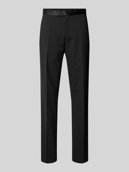 BOSS Regular fit pantalon van scheerwolmix, model 'LEON' Zwart - 2
