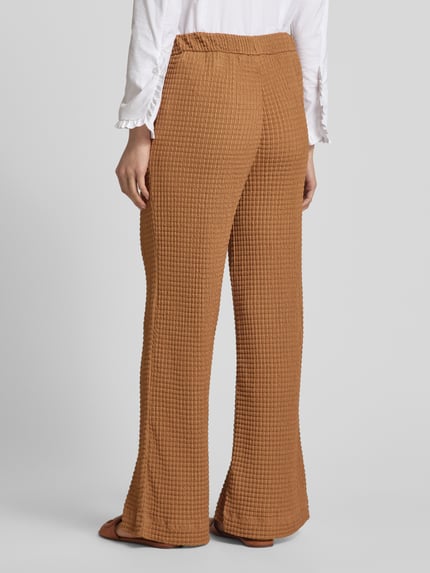 Jake*s Collection Flared stoffen broek met structuurmotief Middenbruin - 5