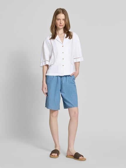 Christian Berg Woman Blouse met extra brede schouders en kentkraag Wit - 1