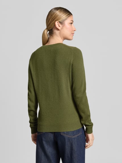 Christian Berg Woman sweter z dzianiny w kroju slim fit z mieszanki kaszmiru z okrągłym dekoltem Ciemnozielony 5