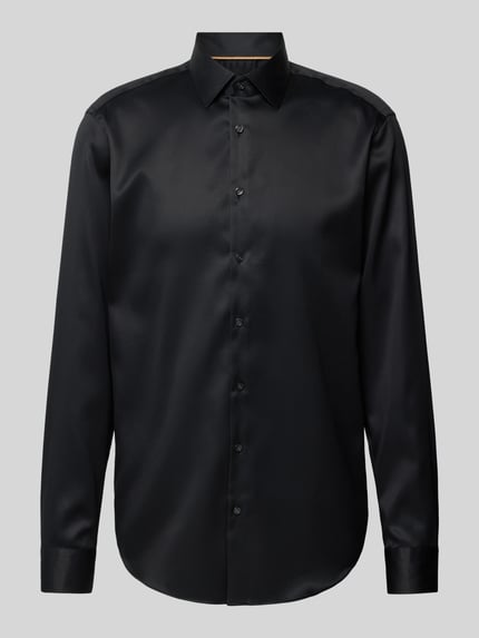 Jake*s Regular Fit Businesshemd aus Satin Black 2