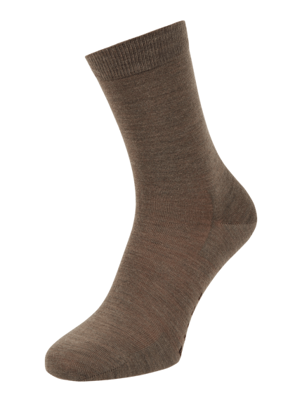 FALKE Socken mit Label-Schriftzug Modell 'SOFTMERINO' Schoko 1