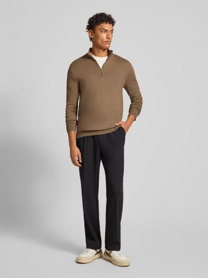 Selected Regular Fit Troyer aus reiner Baumwolle Modell 'BERG' Sand 1