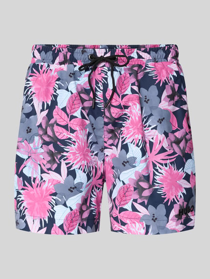 HUGO Regular Fit Badeshorts mit Allover-Muster Modell 'CALALA' Pink 1