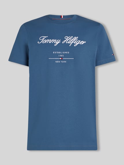 Tommy Hilfiger regular fit T-shirt van puur katoen Rookblauw - 2