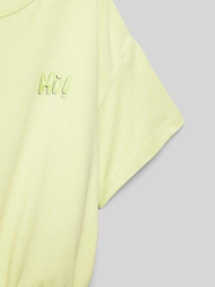 Tom Tailor T-shirt o kroju relaxed fit z czystej bawełny z nadrukiem z napisem Jasnożółty 2