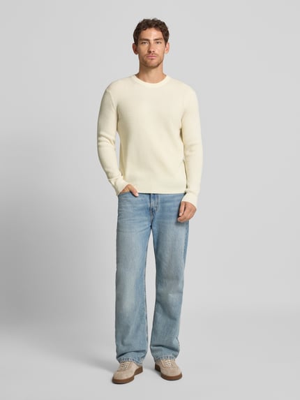 Manuel Ritz Regular Fit Strickpullover aus reiner Wolle Weiss 1