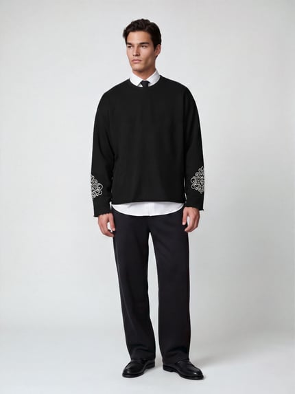 Don´t Waste Culture Sweatshirt mit Stickereiärmeln Modell 'ONA' Black 1