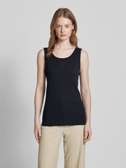 Marc O'Polo Nauwsluitende tanktop van katoenmix met logostitching Marineblauw - 4