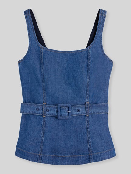 Tommy Hilfiger Regular Fit Blusentop aus reiner Baumwolle Bleu Melange 2