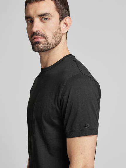 OLYMP Level 5 T-shirt met geribde ronde hals in een set van 2 stuks Zwart - 3