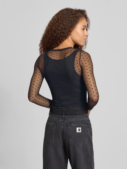 NOISY MAY® Slim Fit Longsleeve aus elastischem Material-Mix Modell 'JUDITH' Black 5