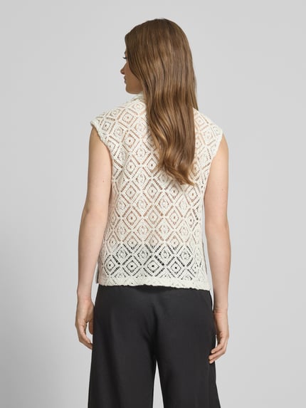 Christian Berg Woman Relaxed fit gehaakt gilet met ajourpatroon Offwhite - 5