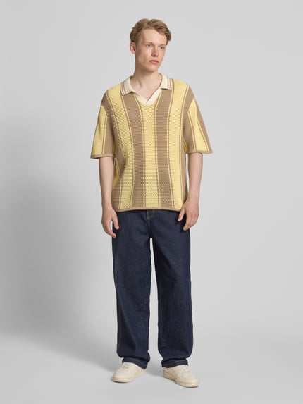 JACK & JONES Gebreid shirt met polokraag, model 'ACAPULCO' Geel - 1