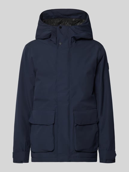 Produktfoto, Regular Fit Jacke mit aufgesetzten Taschen Modell 'Liam' von Didriksons in Dunkelblau, mit Kapuze und glatter Textur