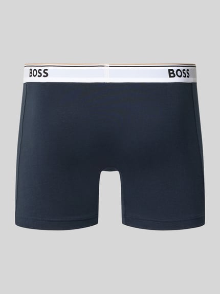Produktfoto, dunkelblaue Trunk aus Baumwoll-Mix im 3er-Pack Modell '3P Boxer Brief' von BOSS mit weißem Bund, Herren Pant & Trunk von BOSS