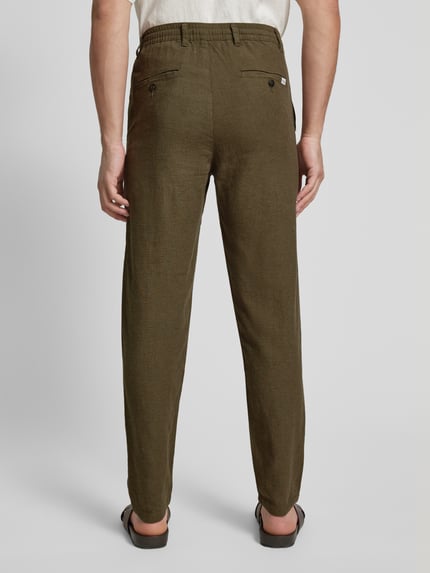 Selected Slim Tapered Fit Hose mit Leinen-Anteil Modell 'BRODY' Oliv 5