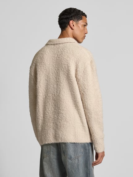 PEGADOR Strickjacke mit Umlegekragen und Label-Stitching Ecru 5