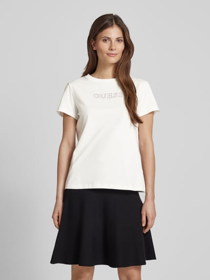GUESS Activewear T-Shirt mit Label-Detail Modell 'BRIANA' Offwhite 4