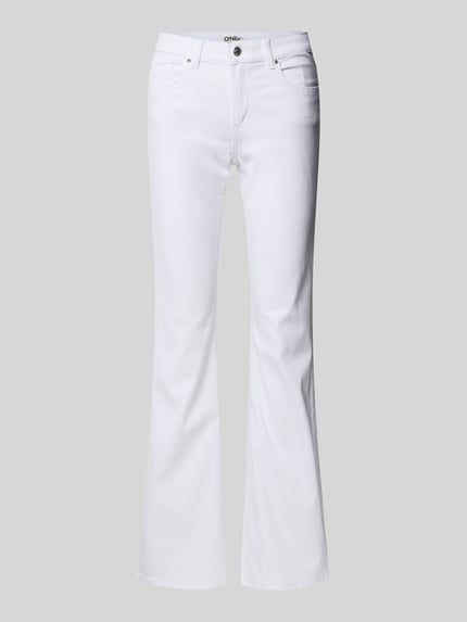 Produktfoto, Regular Fit Bootcut Jeans aus Baumwoll-Mix Modell 'BLUSH' von Only, efekt: jednolity kolor, krój bootcut, mieszanka bawełny, 5 kieszeni, białe denim