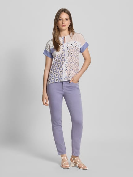Marc Cain Regular Fit Bluse aus Viskose-Mix mit Schlüssellochausschnitt Kitt 1