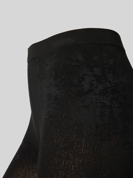 Productfoto, zwarte panty met elastische band en ondoorzichtig textuur, Blickdichte Strumpfhose Modell 'silky touch bamboo' van camano, nauwsluitende pasvorm