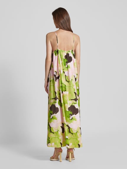 Selected Midi-jurk met all-over print, model 'HELINDA' Neon groen - 5