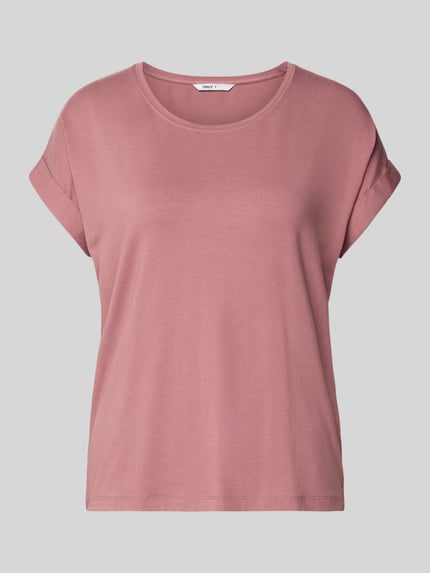 Produktfoto, Regular Fit T-Shirt aus Viskose-Mix Modell 'MOSTER' von Only in Altrosa, unifarben, Rundhals, kurzarm, Jersey-Struktur