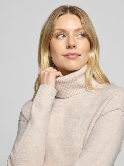 Christian Berg Woman sweter z dzianiny z elastycznej mieszanki wełny o kroju regular fit Beżowy 3