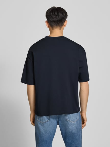 REVIEW T-shirt met logostitching en statement-stitching Marineblauw - 5