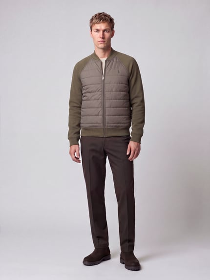 Polo Ralph Lauren Regular Fit Strickjacke mit gestepptem Frontpanel Oliv 1