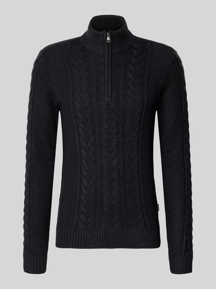 Blend Strickpullover mit Reißverschluss Modell 'BASIM' Black 2