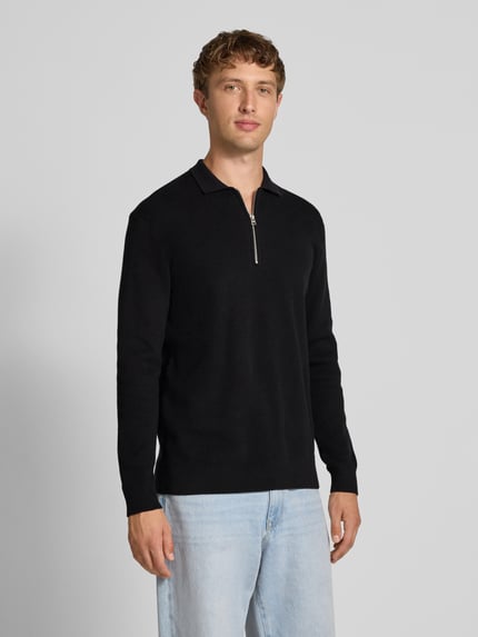 ONLY & SONS Regular fit gebreide pullover van katoenmix, model 'PHIL' Zwart - 4