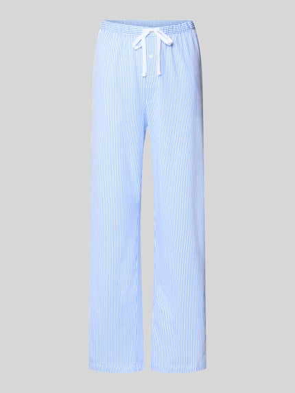 Produktfoto, Wide Leg Stoffhose mit Tunnelzug van Lauren Ralph Lauren, blauw-wit gestreept, pure katoen, elastische taille, rechte pijpen