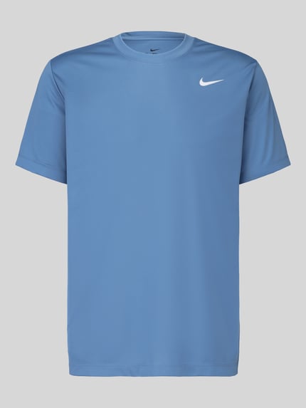 Produktfoto, Regular Fit Sport-T-Shirt mit Logo-Print von Nike in Blau mit weißem Logo, glatte Textur, Herren Sport-T-Shirt von Nike Training