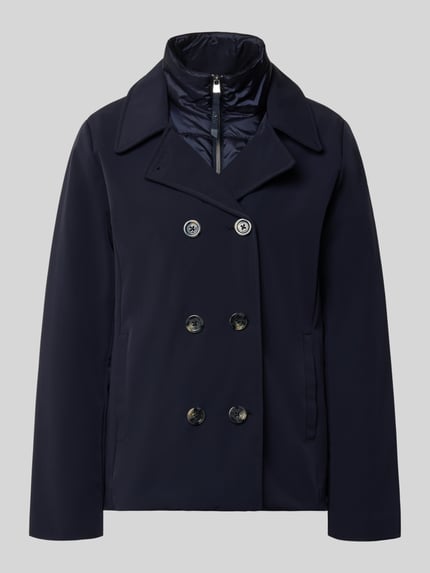 Produktfoto, Regular Fit Jacke mit Stehkragen Modell 'PAMILLA' von CINQUE in Dunkelblau, doppelte Knopfleiste, strukturierte Oberfläche